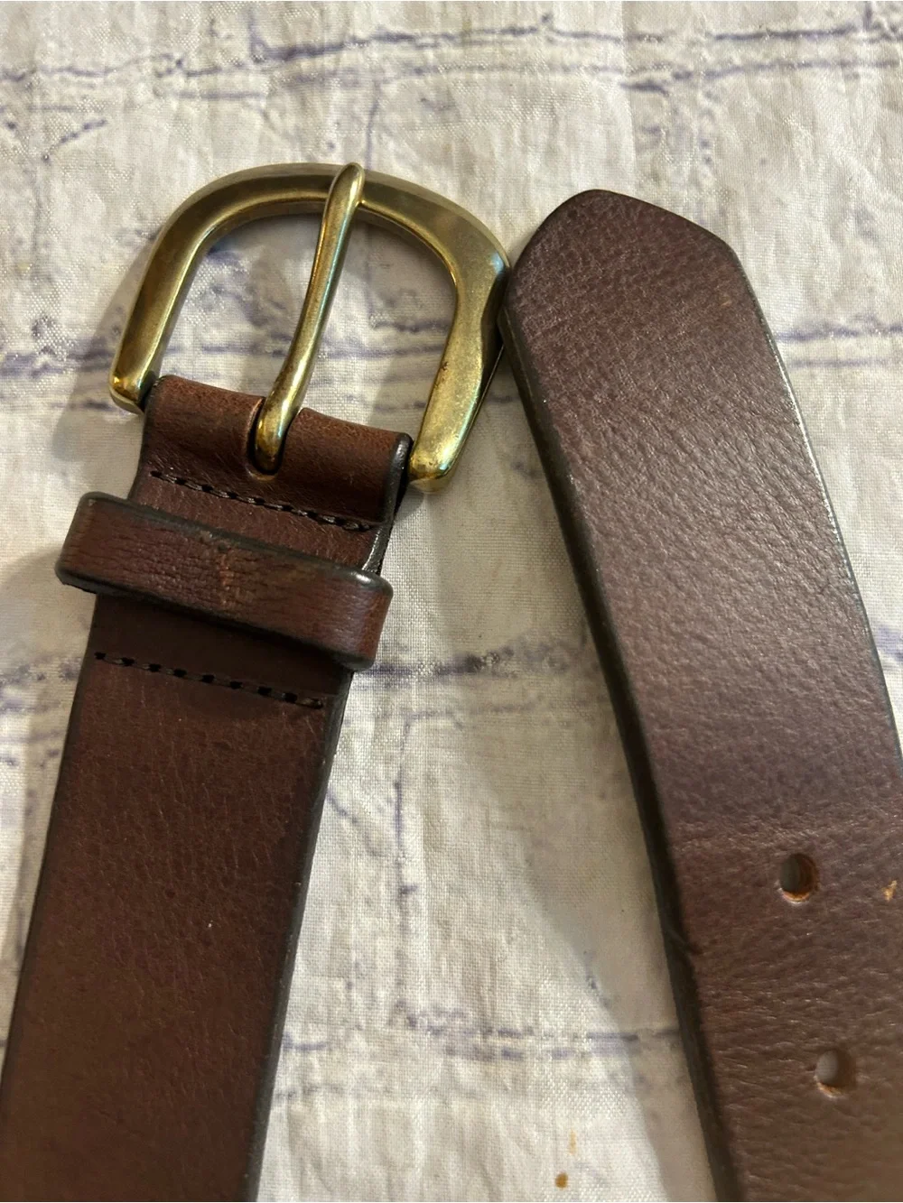 EDDIE BAUER VTG BROWN GOLD TONE BUCKLE XL & BROWN LEATHER GOLD TONE BUCKLE 42
